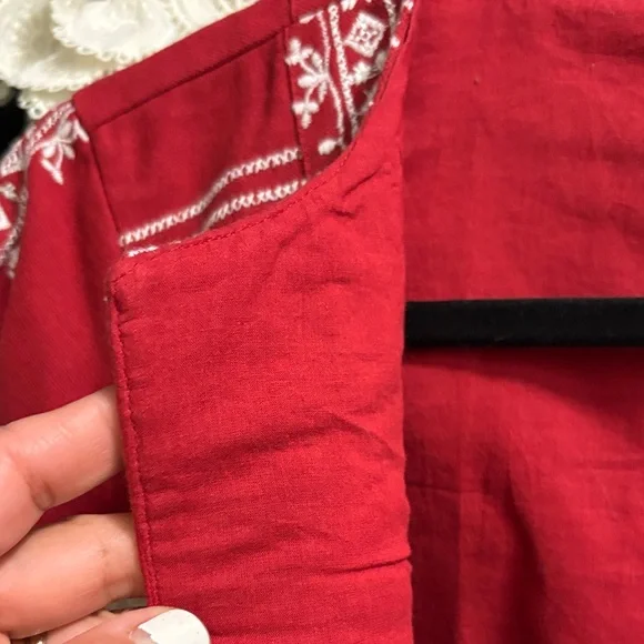 Julia Amory Red Jacket with White Embroidery - Picture 5 of 13